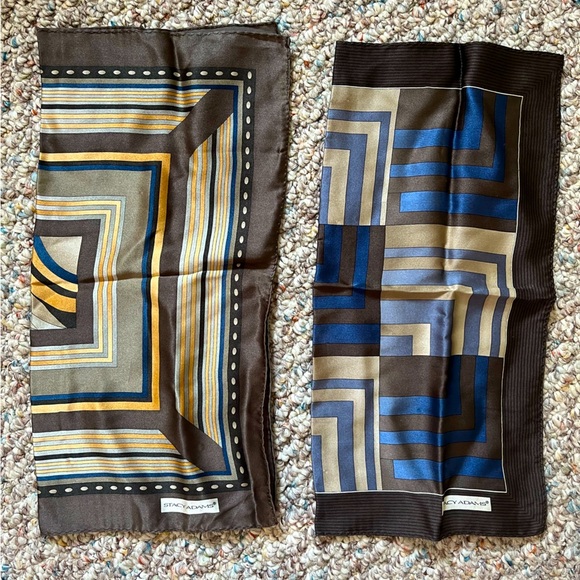 Accessories - Stacy Adams 100% Silk lot of 2 Stylish Geometric Pattern Silk Scarves
